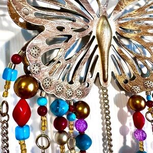 Colorful Butterfly Pendant with Beads